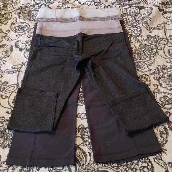 Lululemon Lot of TWO (2) Cropped Capri Gray Marled Leggings 4 - Picture 1 of 12